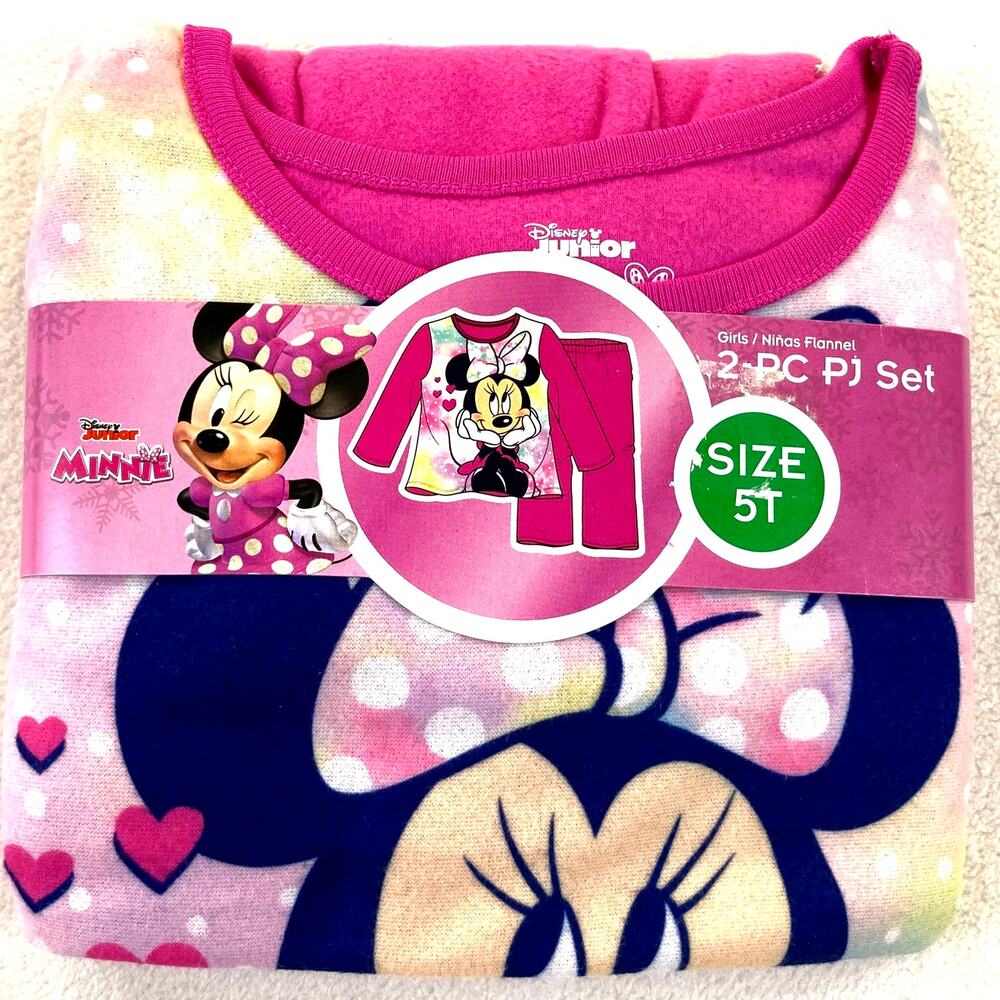 Disney Junior Minnie Mouse Flannel Pajamas 2-Pc Size 5T NWT